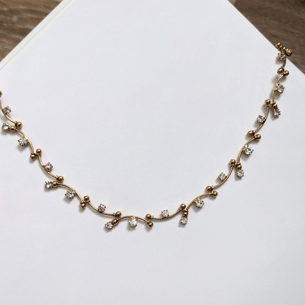 Monet necklace gold crystal bar ball elegant